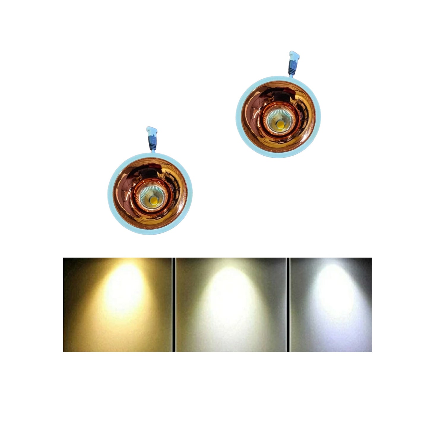 7W Ecopacer Rose Gold cup 3 IN 1 COB Recessed Ceiling Lamp (Pack of 02)