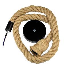 Natural Jute Ceiling Hanging Pendant Rope Light, 1Mtr Length (WITH 8W LED Filament BULB), 1 Pendant Lamp Ceiling Lamp (Amber))