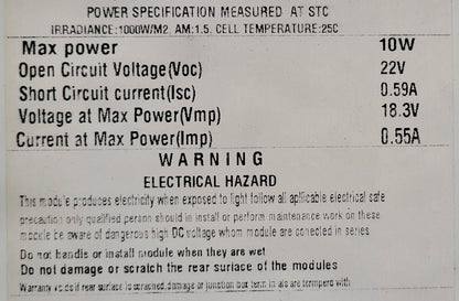 12v 10Wp polycrystalline Solar Panel