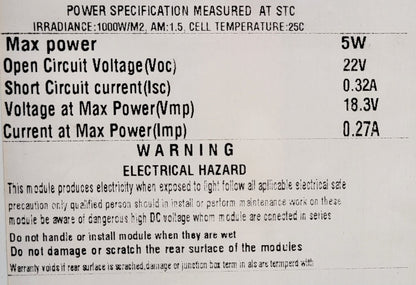 12v 5w पॉलीक्रिस्टलाइन सौर पॅनेल