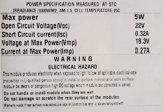 12v 5w पॉलीक्रिस्टलाइन सौर पॅनेल