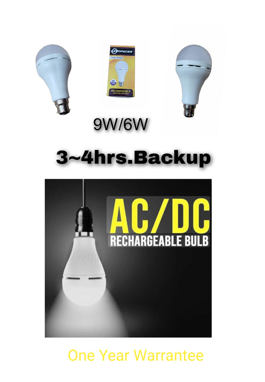 ECOPACER ACDC INVERTER 9W LED EMERGENCY B22 COOL WHITE  RECHARGEABLE BULB
