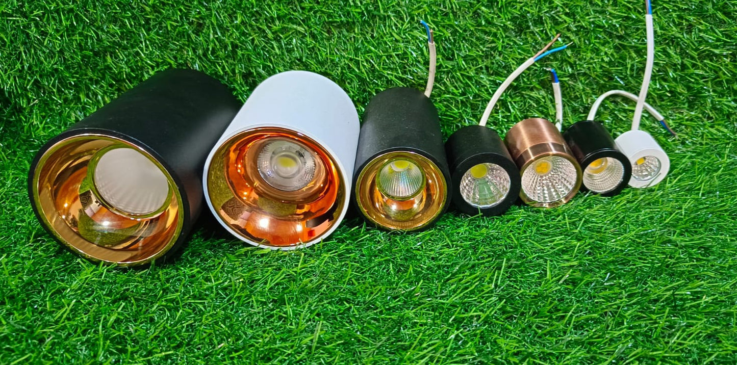 Ecopacer 7w Fixed  cylinder Surface  Ceiling Spotlight Anti-Glare Focus Light for Indoor & Outdoor Décor Black Body Rose Gold Reflector Warm White