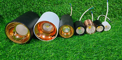 Ecopacer 7w Fixed  cylinder Surface  Ceiling Spotlight Anti-Glare Focus Light for Indoor & Outdoor Décor Black Body Rose Gold Reflector Warm White