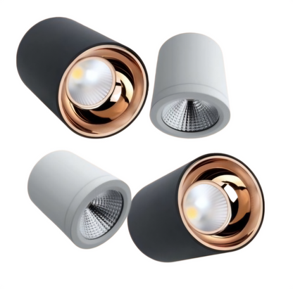 Ecopacer 7w Fixed  cylinder Surface  Ceiling Spotlight Anti-Glare Focus Light for Indoor & Outdoor Décor Black Body Rose Gold Reflector Warm White