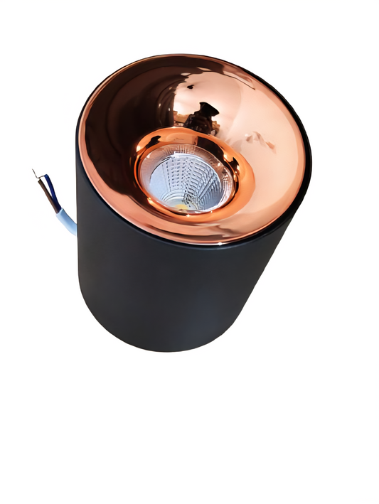 Ecopacer 12w Fixed  cylinder Surface  Ceiling Spotlight Anti-Glare Focus Light for Indoor  Décor Black Body Rose Gold Reflector