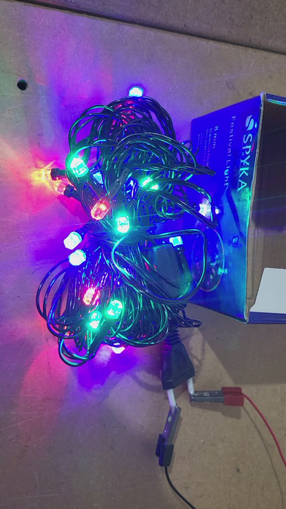 LED JHALLAR Decorative Festive Multi colour auto change  LIGHT 30 led Diamont Rb/Rg  8mm LED 5m