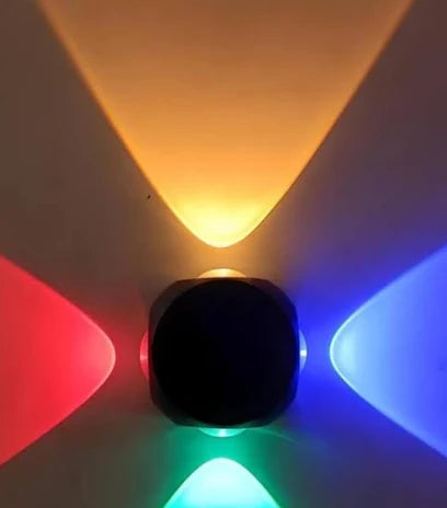 4 way Ball LED Wall Light 4 Watts | Auto Multicolour  Outdoor Indoor Fixture | Metal IP65 Waterproof Exterior Wall Lamp